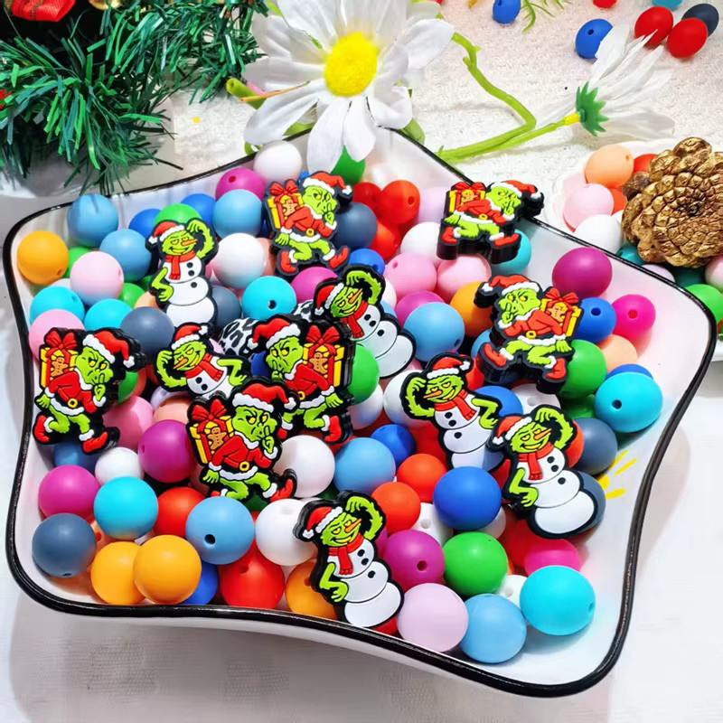 AIOSC Beißring Perlen Silikon, Weihnachten, Bunt, Kinder - Bild 4