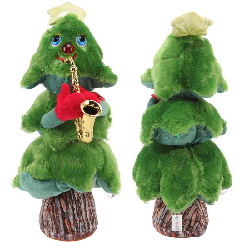 Singender und tanzender Weihnachtsbaum von CosyHome mit 8 Liedern und Saxophon-Melodie, grüner Plüsch-Tischdeko für Kinder - Bild 3