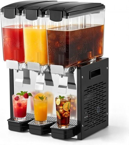 VEVOR Elektrischer Getränkespender Schwarz mit 3 x 10 l Behältern und Rührstab für 7-12 °C - Bild 1