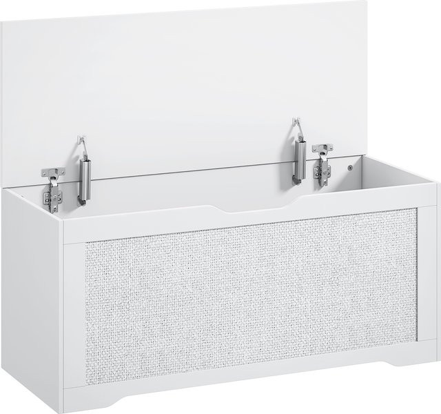 HOMCOM Aufbewahrungsbox mit Rattan-Front und Klappdeckel, Aufbewahrungsbank in Weiß, B/T/H: 100 x 40 x 45 cm - Bild 1