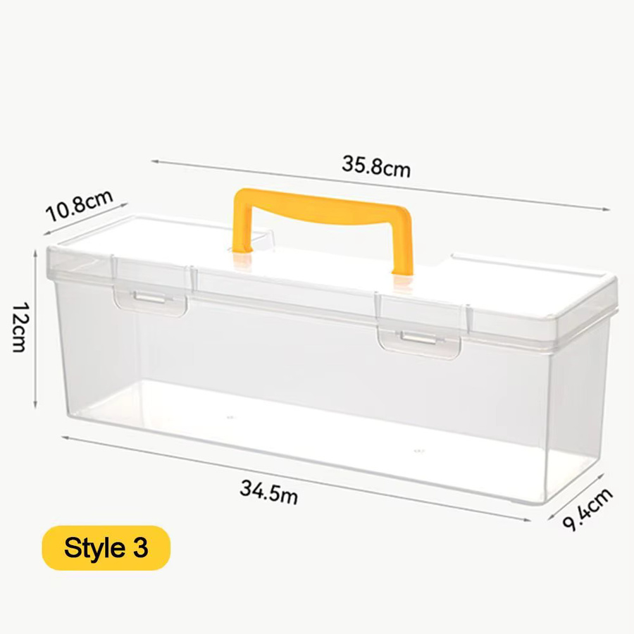 Multifunktionale Werkzeugkiste aus Kunststoff in Transparent und Gelb, tragbare Aufbewahrungsbox für Kleinteile und Haushalt, B/T/H: 35,8 x 12,0 x 10,8 cm - Bild 2