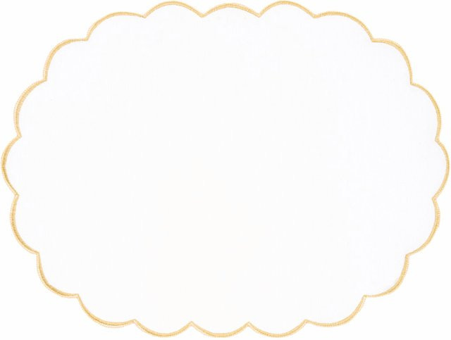 Rico Design Platzsets oval aus Baumwolle in Gold/Weiß, 2 Stück, B: 40,0 cm, T: 30,0 cm - Bild 1