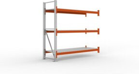 Meta Großfachregal multipal S aus verzinktem Stahl mit Stahlpaneelen in Orange, B/T/H: 222,5 x 80 x 220 cm - Bild 1