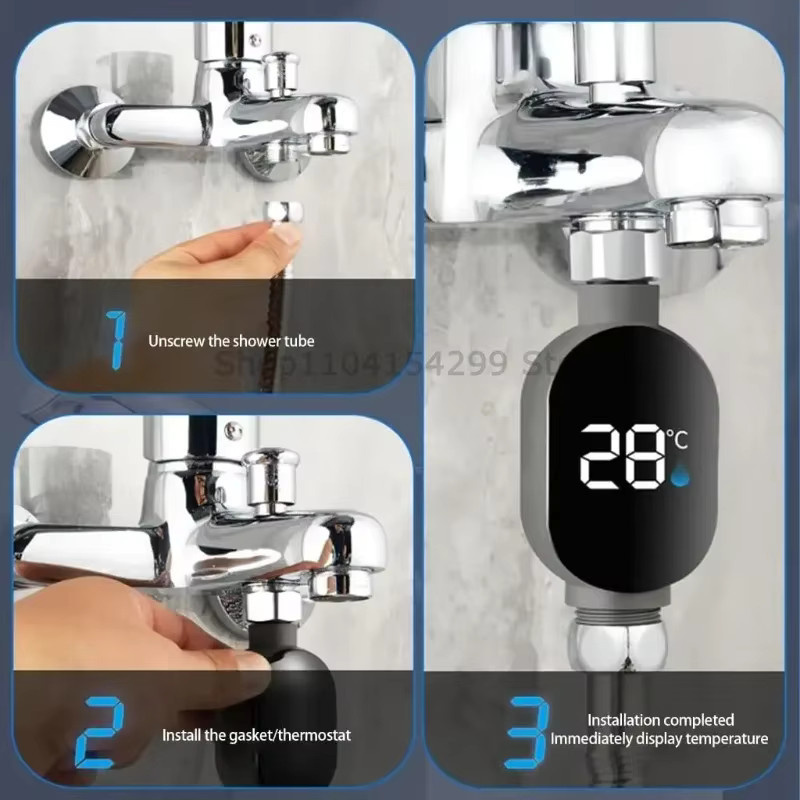 Wasserdichte LED Digital Duschtemperaturanzeige in Schwarz für Babybad und Badezimmer mit Temperaturanzeige von 0 bis 99 Grad Celsius - Bild 5