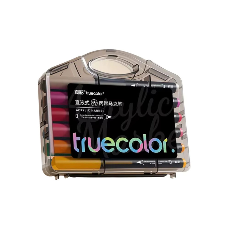 Truecolor Acrylmarker Set mit 12 Farben und weicher Spitze im PP-Etui für Stein, Holz, Glas und Leinwand - Bild 7