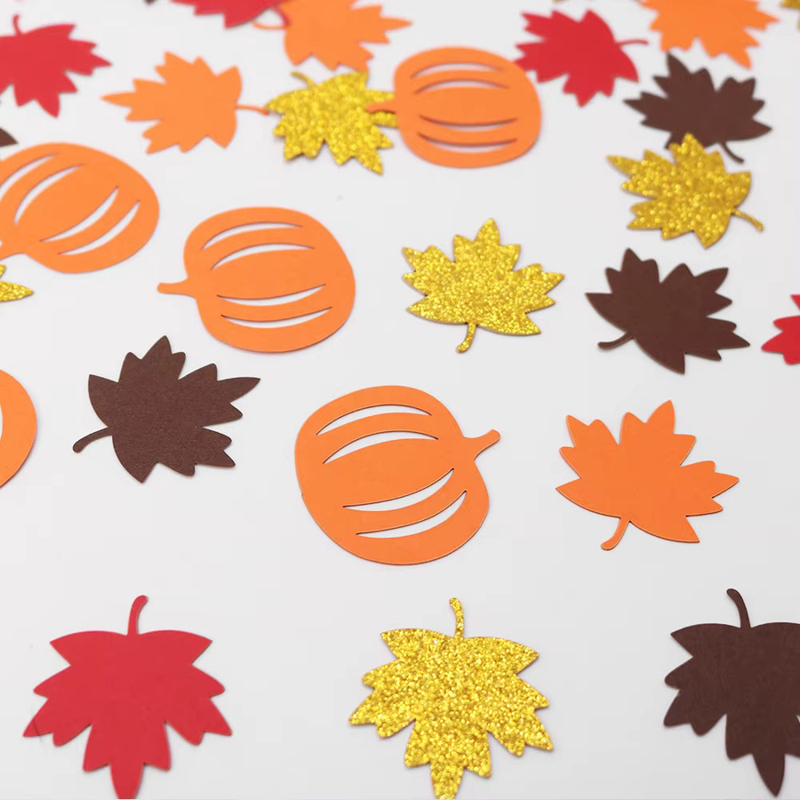 VRISE Herbst-Konfetti aus Papier mit Kürbis- und Ahornblatt-Motiven für Thanksgiving, Halloween und Hochzeiten, 100 Stück - Bild 4