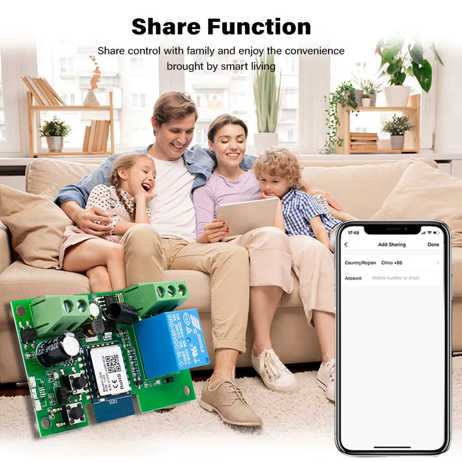 TUYA 1-Kanal RF Smart Switch WLAN Garagentoröffner Relaismodul für Hausautomatisierung 12V 24V 220V AC/DC - Bild 4
