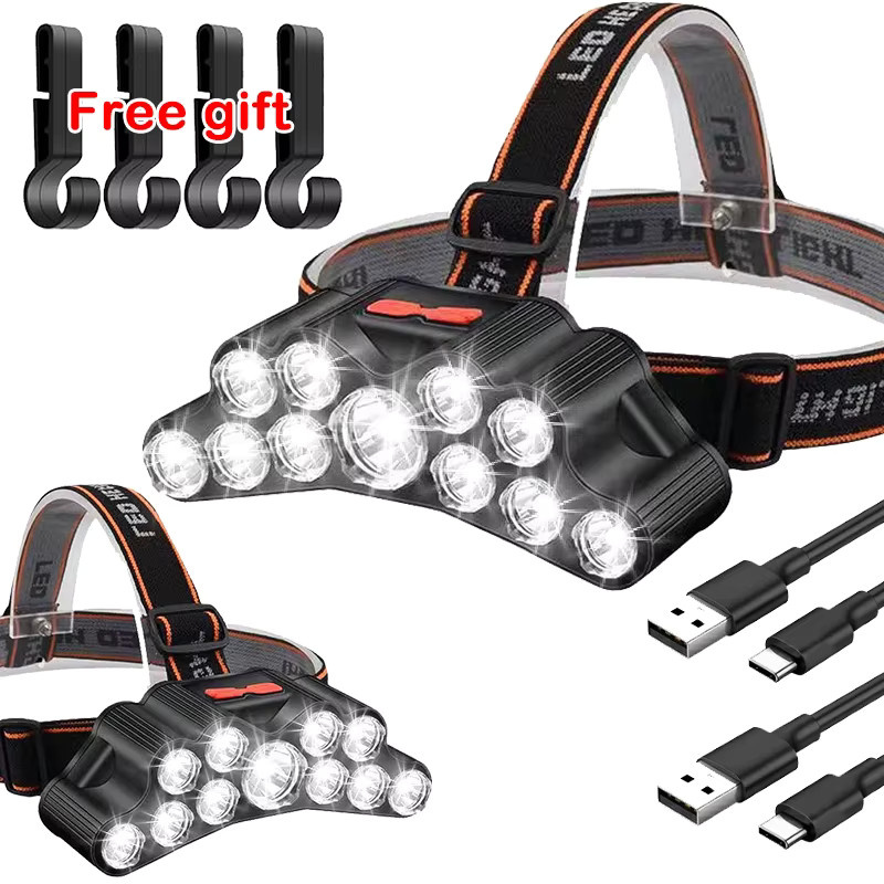 Heinast 11 LED Stirnlampe mit Starklicht, wiederaufladbare Kopflampe in Schwarz für Outdoor und Notfälle - Bild 7