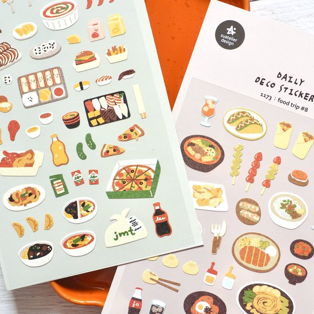 Suatelier Food Trip 8 Papieraufkleber mit frittiertem Hühnchen für Scrapbooking und Journaling, Mehrfarbig - Bild 1