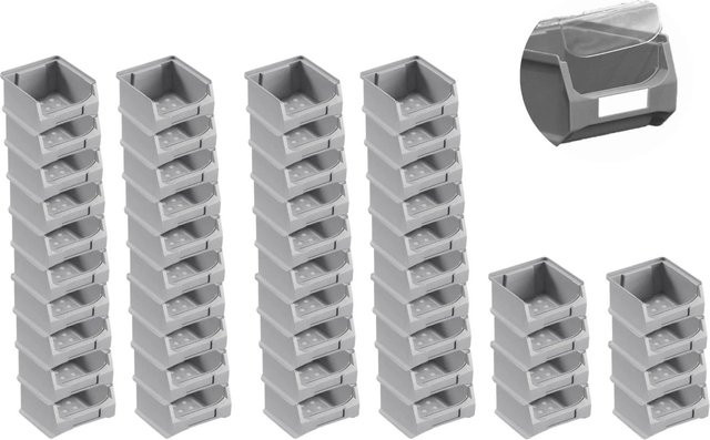 PROREGAL SuperSparSet 48 Stück Sichtlagerboxen mit Abdeckung, Grau, H x B x T: 6 x 10 x 10 cm, 0,4 Liter - Bild 1