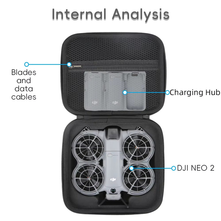 DJI Neo 2 Hartschalen-Handtasche, wasserdicht und kratzfest, schwarzer Reise-Aufbewahrungskoffer für deine Drohne - Bild 2