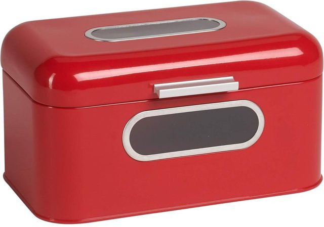 ECHTWERK Brotkasten Retro aus Metall in Rot, rechteckig und belüftet, B/T/H: 30 x 20 x 16 cm - Bild 1