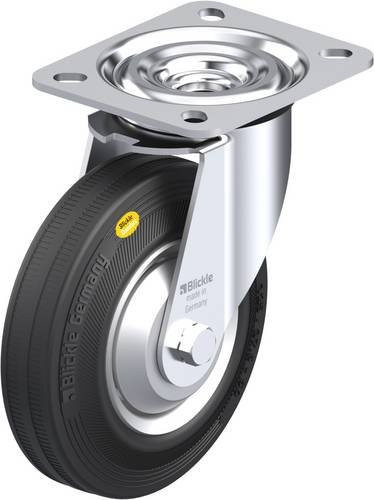 Blickle Lenkrolle L-RD 125R-FA in Schwarz, verzinkter Stahl, Rad-Durchmesser: 125 mm, Tragfähigkeit: 120 kg - Bild 1