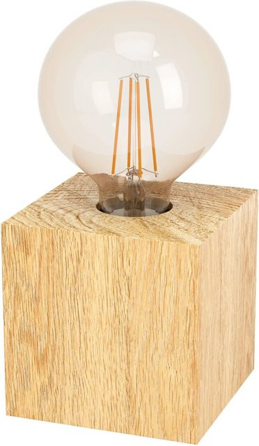 Eglo Tischleuchte Prestwick 2 in Braun aus Gummibaumholz, 1-flammig, B/T/H: 9,5 x 9,5 x 9,5 cm - Bild 1