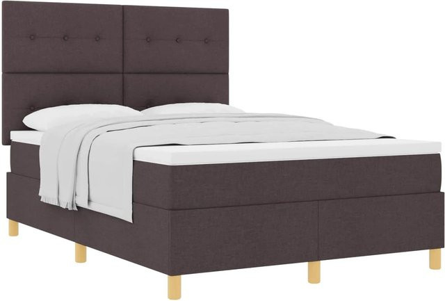 vidaXL Boxspringbett mit Matratze und Taschenfederkern in Braun, B/T: 140 x 190 cm - Bild 1
