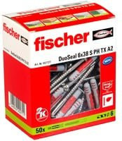 Fischer DuoSeal Dübel aus Nylon und Edelstahl in Rot und Grau, Durchmesser: 6 mm, Länge: 38 mm - Bild 1