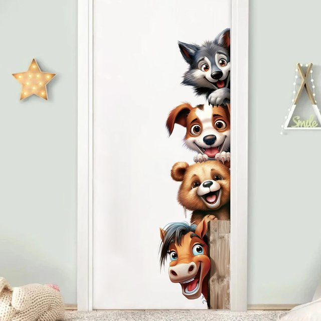 BRUP Abnehmbarer Wandaufkleber mit niedlichen Tier-Motiven für Kinderzimmer und Wohnzimmer, Mehrfarbig, PVC - Bild 1
