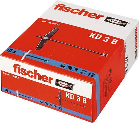 Fischer Kippdübel KD 4 B Federklappdübel für Gipskarton aus Stahl in Rot, Länge: 105 mm, Durchmesser: 14 mm, 10 Stück - Bild 1