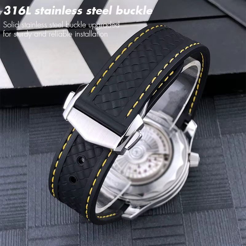 Uhrenarmband Edelstahl, Kautschuk, Silber, Unisex - Bild 3