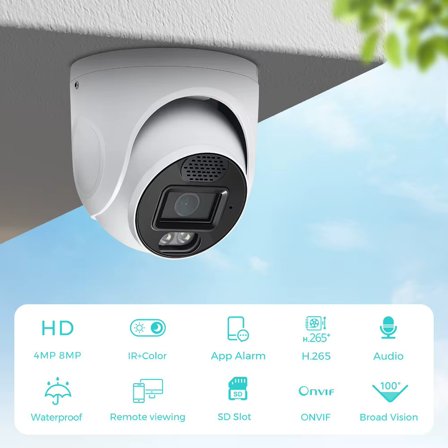 XMEYE 4K 8MP IP Kamera mit PoE, H.265, Onvif, 2,8mm Weitwinkel und Nachtsicht in Weiß - Bild 2