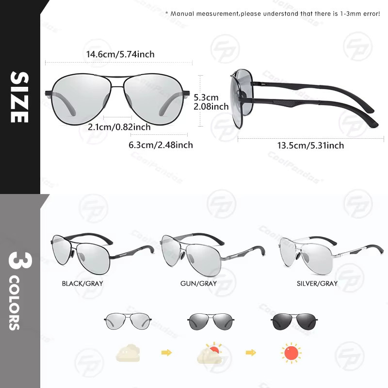 COOLPANDAS Sonnenbrille Aviator, Vollrand, Metall, polarisiert, Unisex - Bild 3