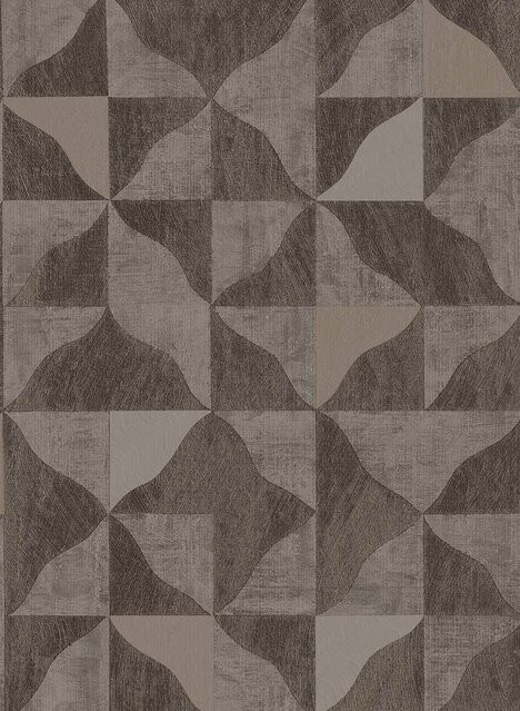 Eijffinger Wallpaper Sensory 2 Tapete mit Quadraten und Wellenelementen in Braun aus Vlies und Vinyl - Bild 1
