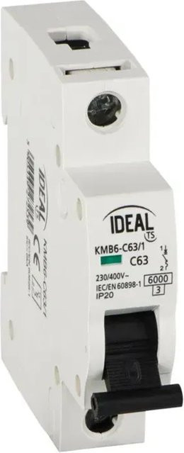 Kanlux Leitungsschutzschalter KMB6-C63/1 1P mit C-Charakteristik in Weiß - Bild 1