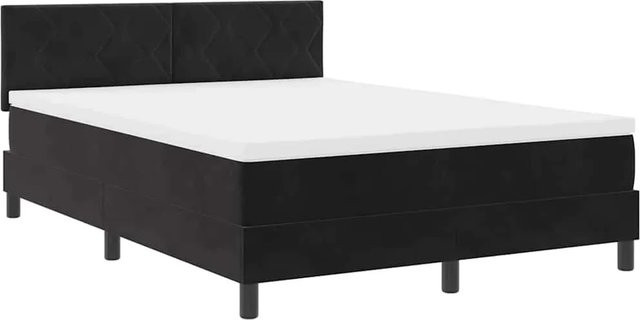 vidaXL LED Boxspringbett mit Matratze Schwarz Samt B/T/H: 140 x 190 x 280 cm - Bild 1