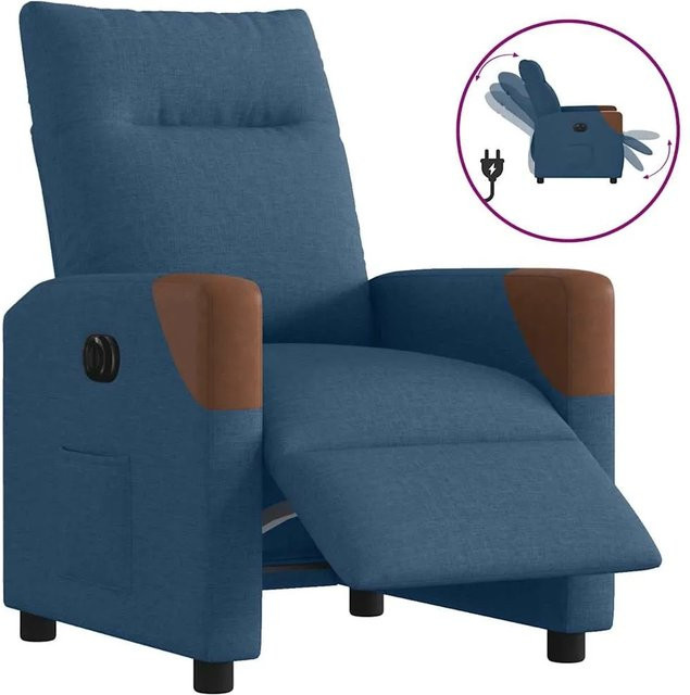 vidaXL Elektrischer Relaxsessel in Blau mit Stoffbezug und Armlehnen - Bild 1