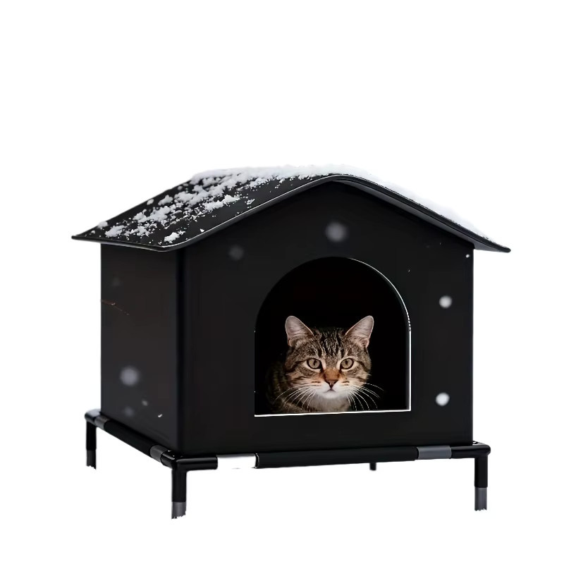 KEMORELA Isoliertes Katzenhaus für den Außenbereich in Schwarz Matt - Bild 5