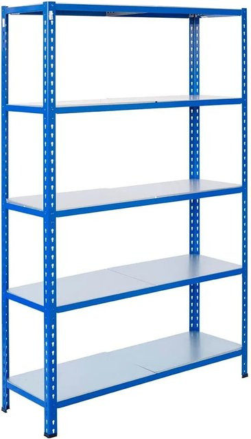 AR Shelving Steckregal aus Stahl in Blau und Verzinkt mit 5 Böden, H x B x T: 200 x 120 x 50 cm - Bild 1