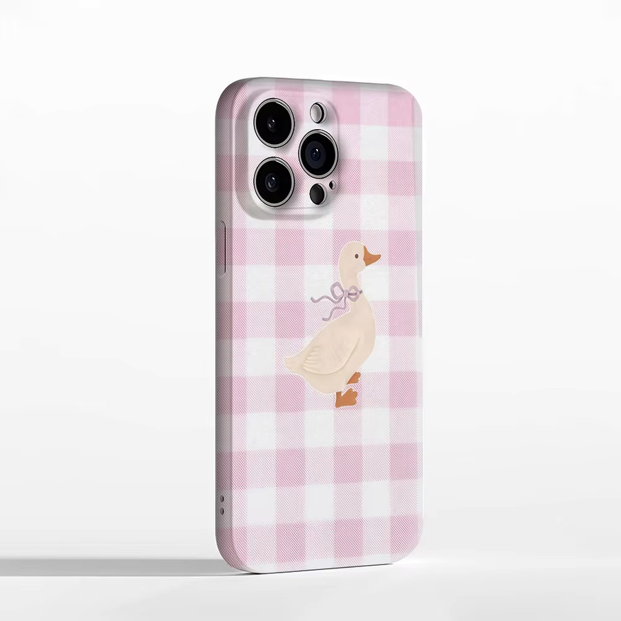 Potdemiel Handyhülle Little Duck Pink Checkerboard für iPhone 12 bis iPhone 17 Pro Max Plus mit doppelschichtiger Rückseite in Pink - Bild 2