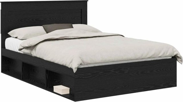 vidaXL Bettrahmen aus massivem Kiefernholz mit Schubladen in Schwarz, B/T/H: 140 x 190 x 200 cm - Bild 1