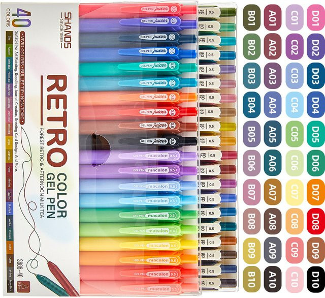 40 Farben Gelstifte mit feiner 0,5 mm Spitze, schnell trocknende Tintenstifte in Mehrfarben für Journaling und Zeichnen - Bild 1