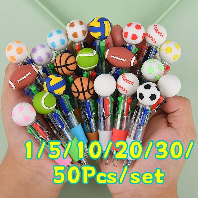 TWBEB 4-in-1 Mini-Sport-Kugelschreiber mit Fußball, Basketball und Rugby Design, mehrfarbige Tinte, Schul- und Bürobedarf - Bild 1