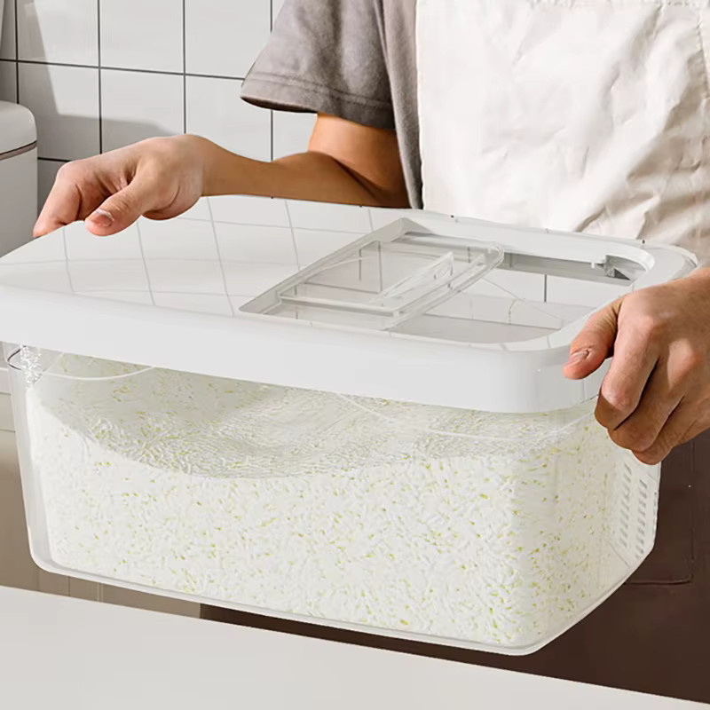 Transparente Reis-Aufbewahrungsbox mit Deckel, 15 kg Fassungsvermögen, feuchtigkeitsbeständig und insektsicher - Bild 1