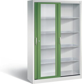 C+P Schiebetürenschrank Acurado mit Acrylglas-Sichtfenstern, Front Resedagrün matt und Korpus Lichtgrau, H x B x T: 195 x 120 x 40 cm - Bild 1