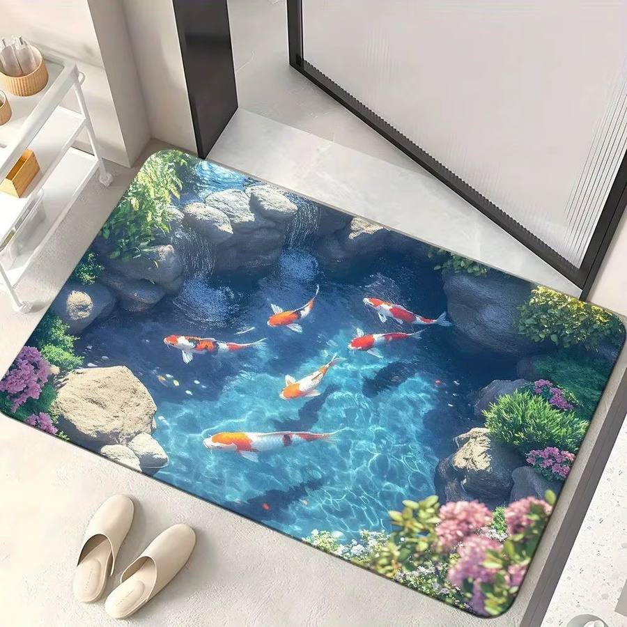 VIKAMA rutschfeste Badezimmermatte mit 3D-Ozean-Design, waschbare Fußmatte für Badezimmer, Toilette und Schlafzimmer - Bild 1