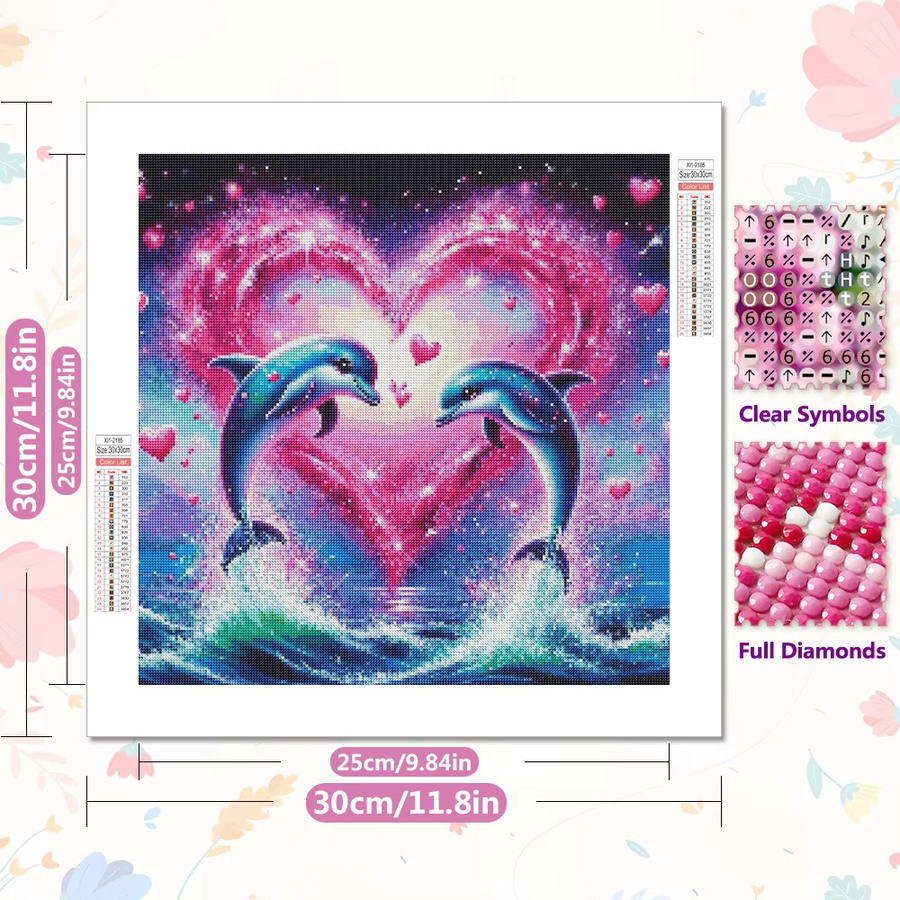 EverShine DIY 5D Diamant Malerei Delphin Herz Mosaik Stickerei in Multicolour, B/B/H: 20 x 20 x 20 cm - Bild 2