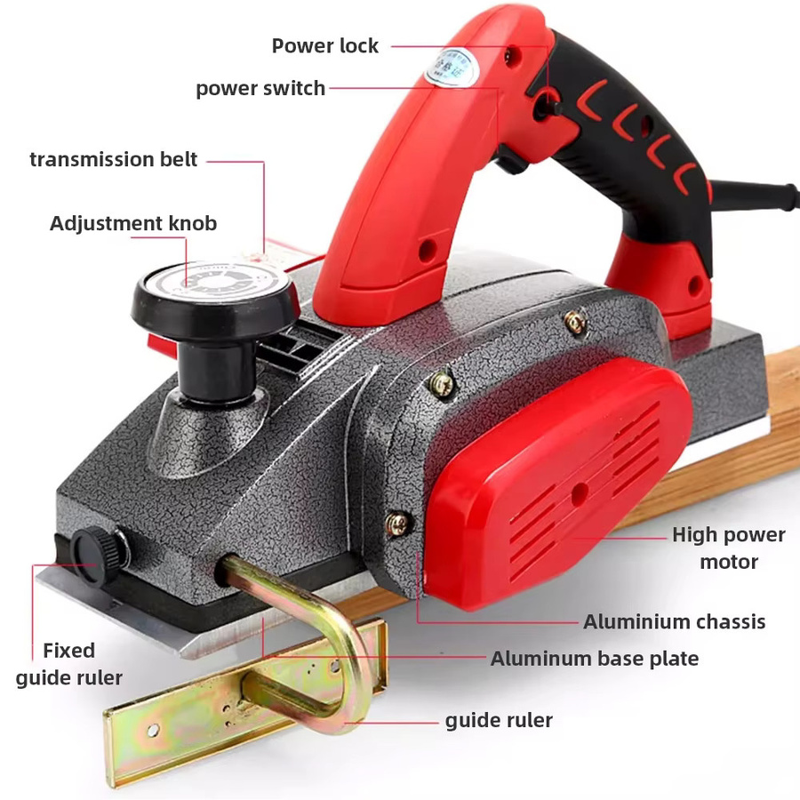 Lpnove Elektrischer Hobel 1600W Hochleistungs-Holzfräse und Schnitzmaschine in Rot - Bild 2
