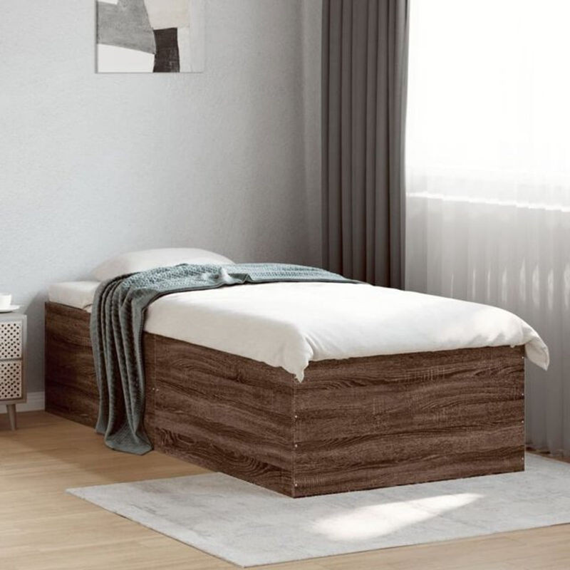 Vidaxl Einzelbett Bettgestell aus Holzwerkstoff in Braun, Modern und Minimalistisch, B/T/H: 90 x 190 cm - Bild 1