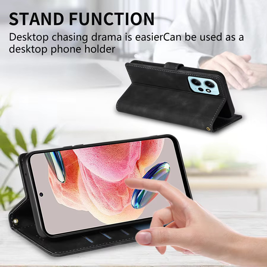 Magnetische Lederhülle für Xiaomi 17T und 17T Pro mit Brieftaschenfunktion, Kartensteckplätzen und Ständer in Schwarz oder Blau - Bild 3