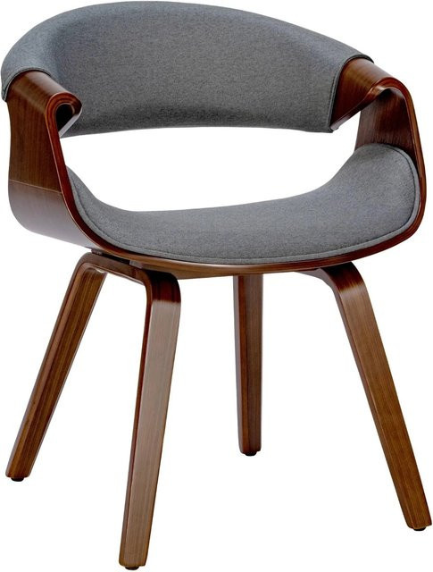 DELUKE Esszimmerstuhl VIZON in Grau mit Walnuss-Holzgestell, B/T/H: 62 x 52 x 76 cm - Bild 1