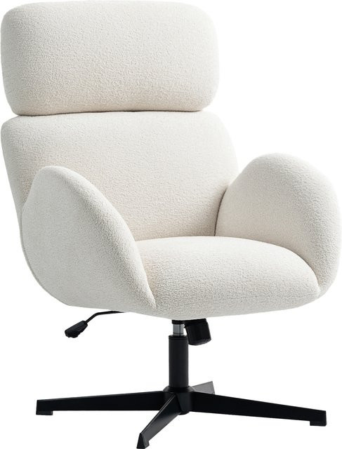 Ergonomischer Schreibtischstuhl von HOMCOM in Creme mit Samtoptik, höhenverstellbarer Bürostuhl mit Wippfunktion und hoher Rückenlehne für dein Homeoffice oder Schlafzimmer - Bild 1