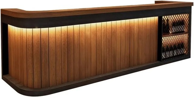 360Home Bartheke mit Beleuchtung in Braun, moderne Empfangstheke und Verkaufstheke aus MDF - Bild 1