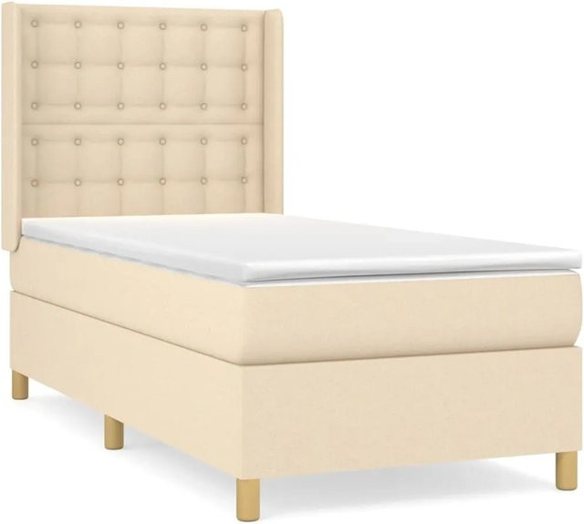 vidaXL Boxspringbett Hybrid mit Matratze, Farbe Beige, B/T: 100 x 200 cm - Bild 1