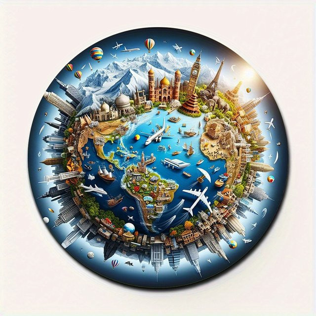 Rundes Aluminium-Wandkunstwerk von CIFBUY mit abstraktem Erdmuster, wasserfestes Metall-Ornament, Durchmesser: 30,5 cm - Bild 1
