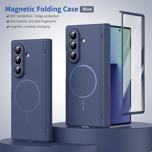 Stoßfeste Scharnierschutzhülle mit Magnetfunktion für Samsung Galaxy Z Fold 7, 6, 5 in Blau mit MagSafe-Kompatibilität - Bild 1