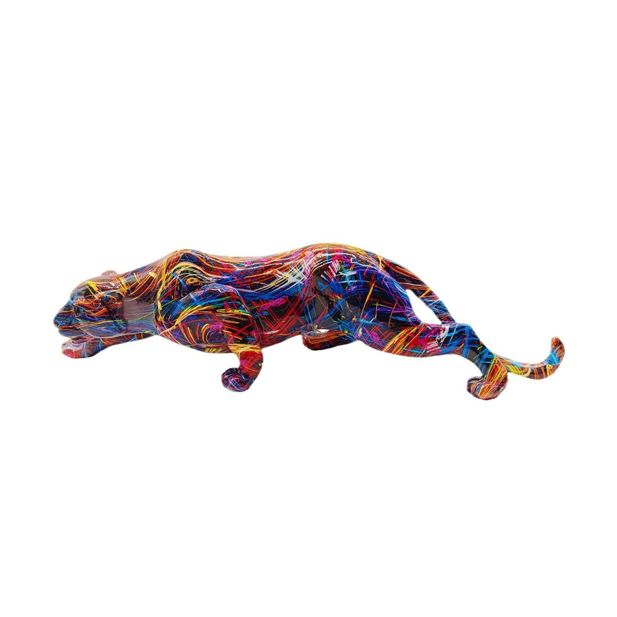 Yiran Furniture Leoparden-Ornamente aus Kunstharz in Schwarz, Gold und Multicolour zur Tischdekoration - Bild 2