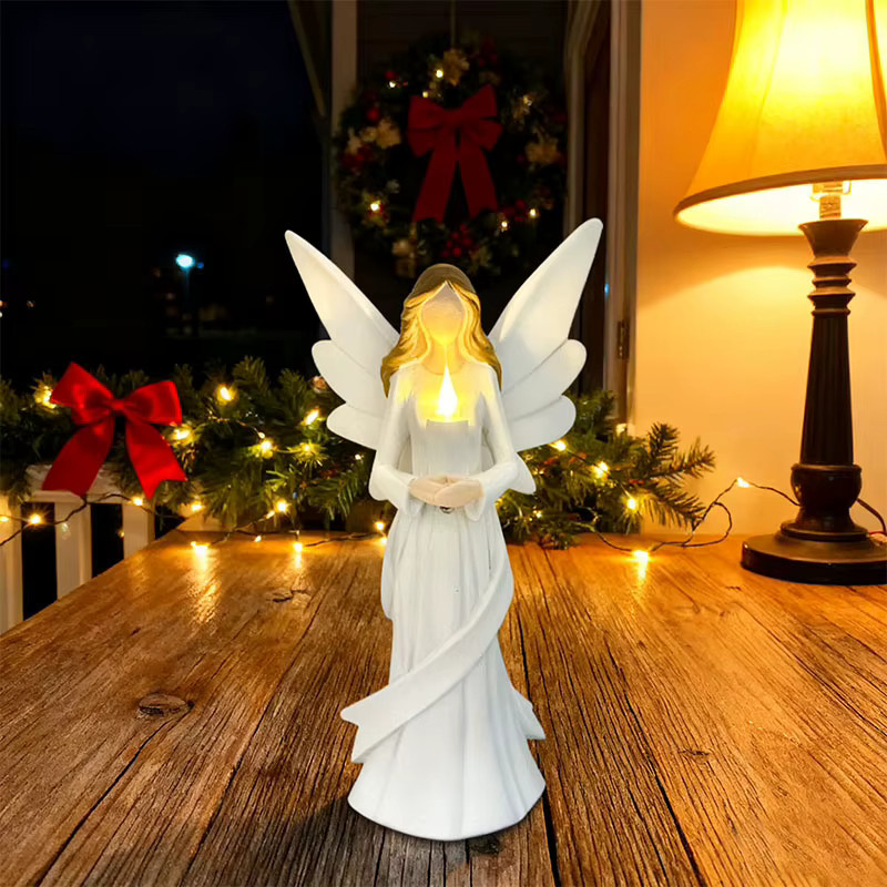 Weißes Engelskerzen-Skulpturenlicht als Tischdekoration für Weihnachten und festliche Anlässe - Bild 4